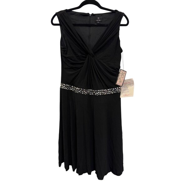 110 West Womens Size 4 Black Sleeveless Embellished Midi Dress - Picture 1 of 6
